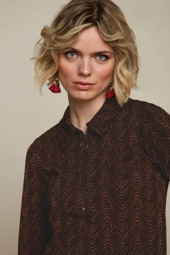King Louie Jurken|Tunic Zip Dress Tempest Cognac Orange