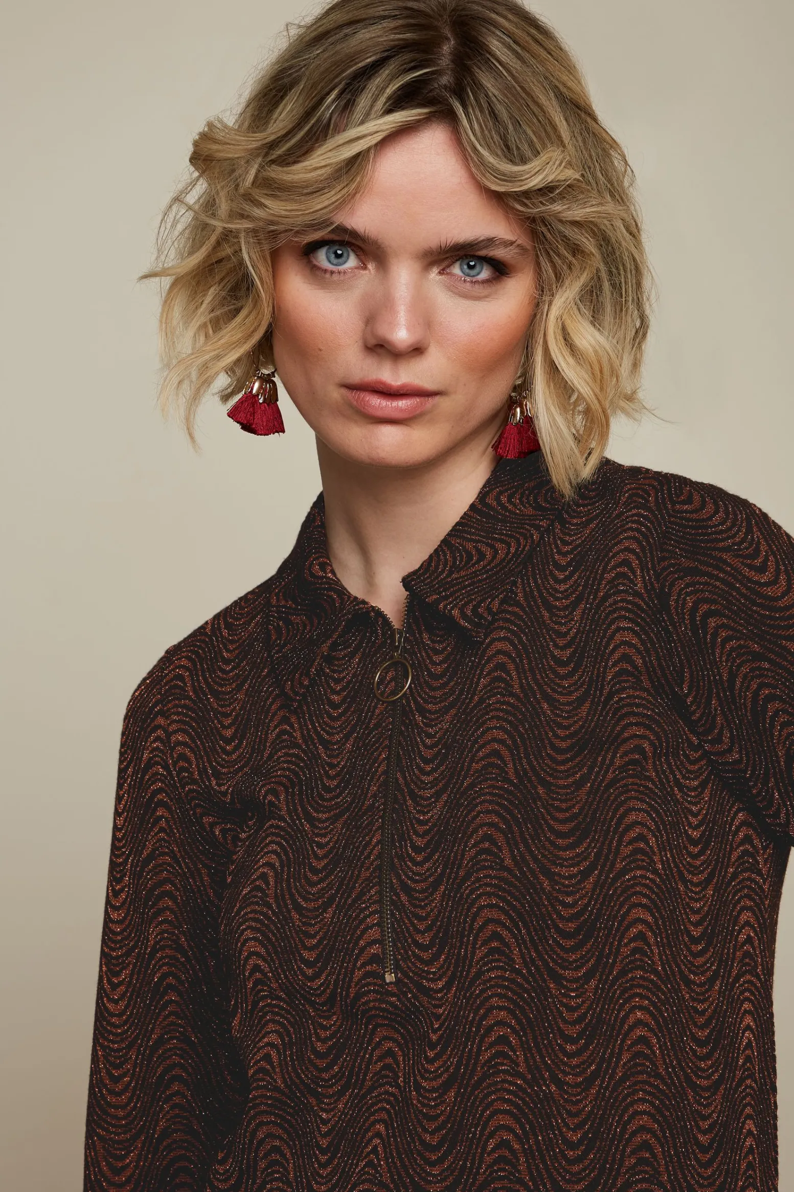King Louie Jurken|Tunic Zip Dress Tempest Cognac Orange