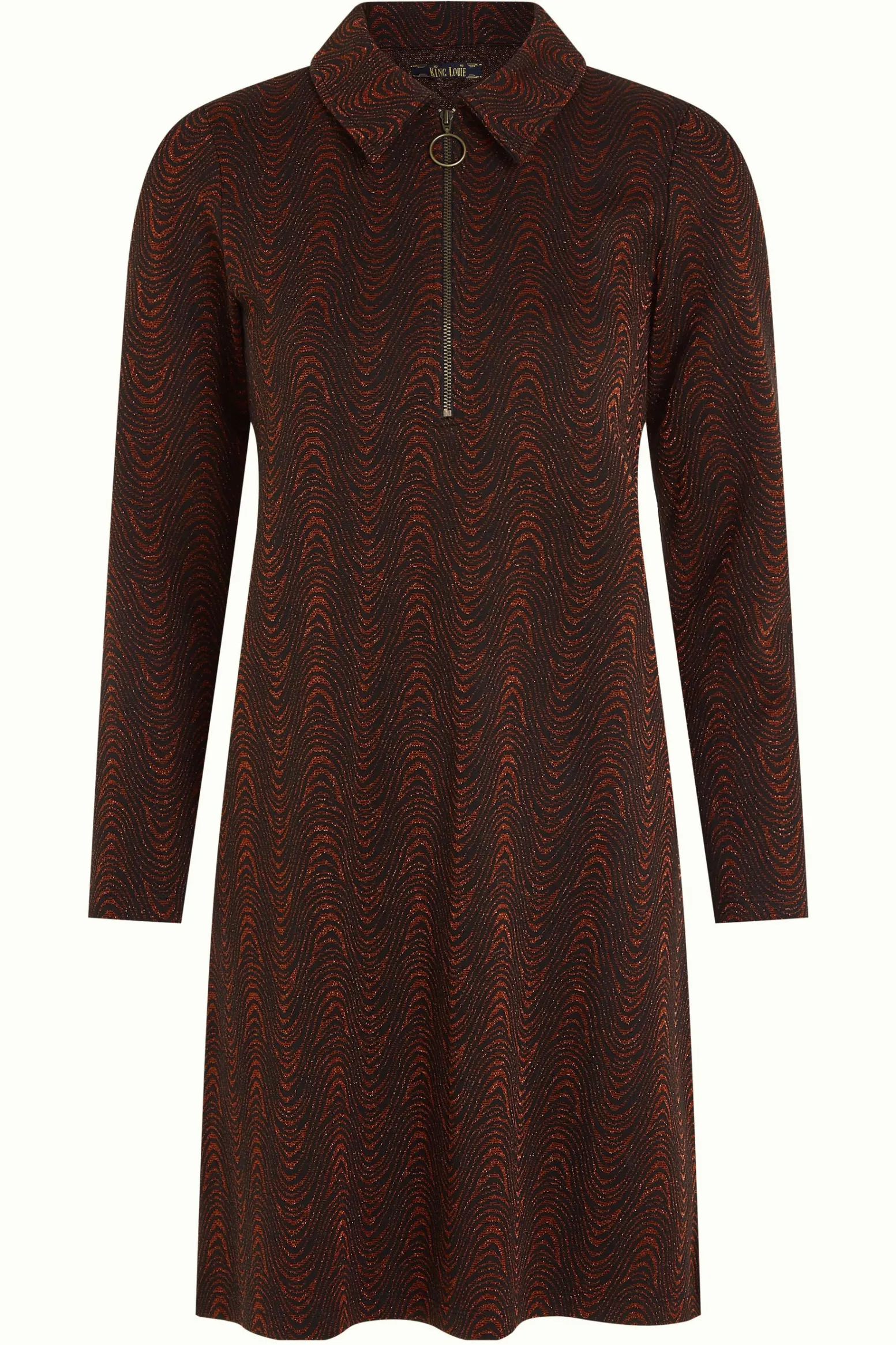 King Louie Jurken|Tunic Zip Dress Tempest Cognac Orange