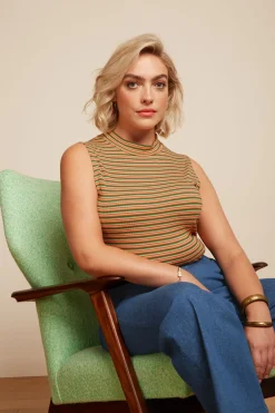 King Louie Tops & Shirts|Turtle Top Boxy Stripe Ponderosa Green