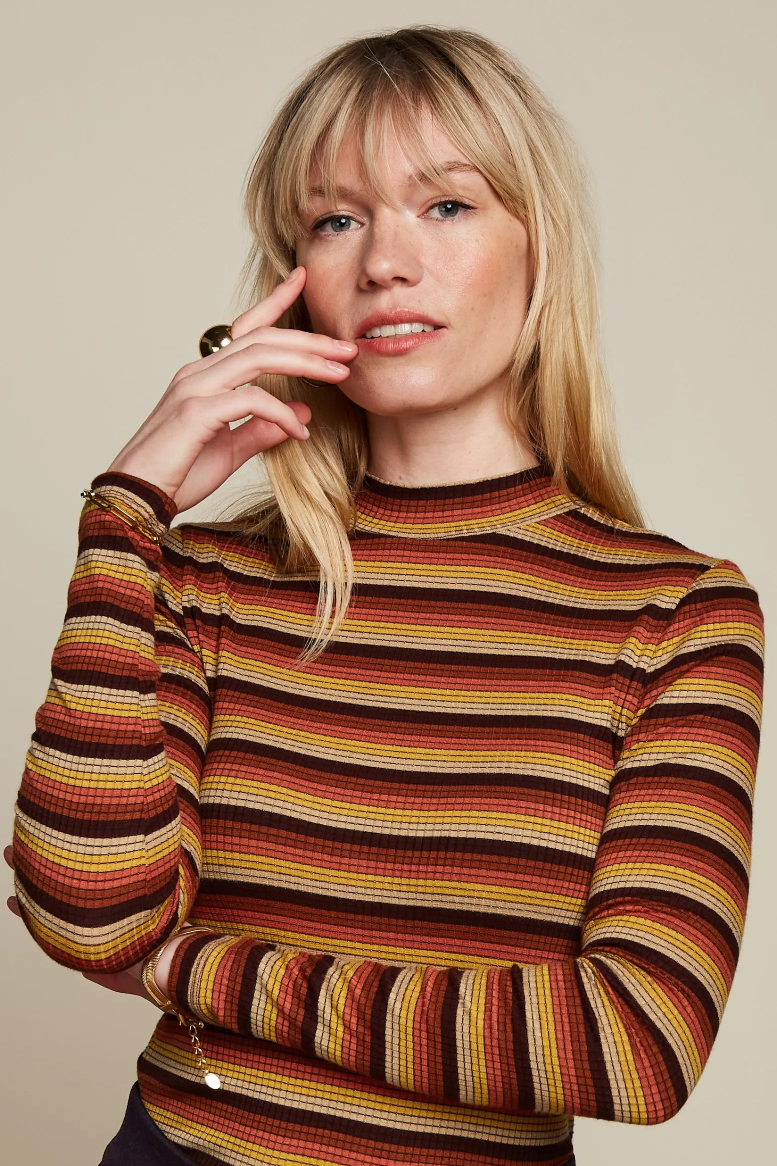 King Louie Tops & Shirts|Turtle Top Vanna Stripe Mango Orange