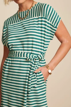 King Louie Jurken|Vera Tunic Dress Chopito Stripe Ponderosa Green