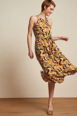 King Louie Jurken|Virna Midi Dress Manic Spring Yellow