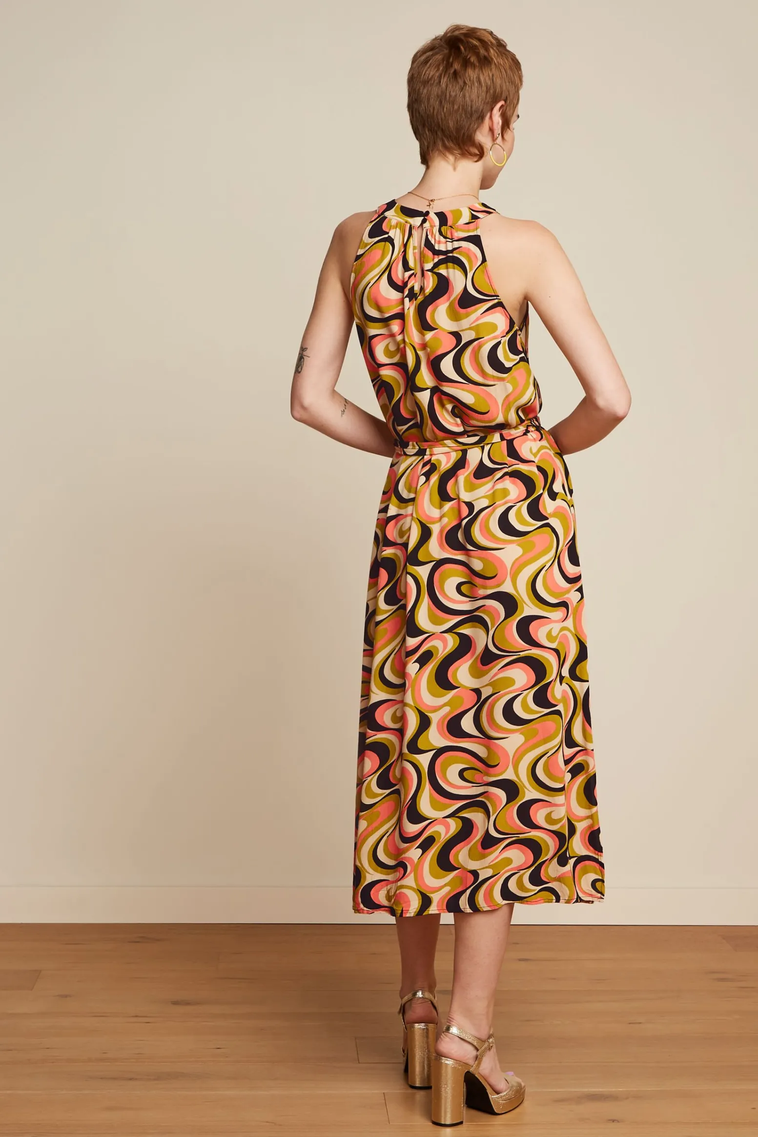 King Louie Jurken|Virna Midi Dress Manic Spring Yellow