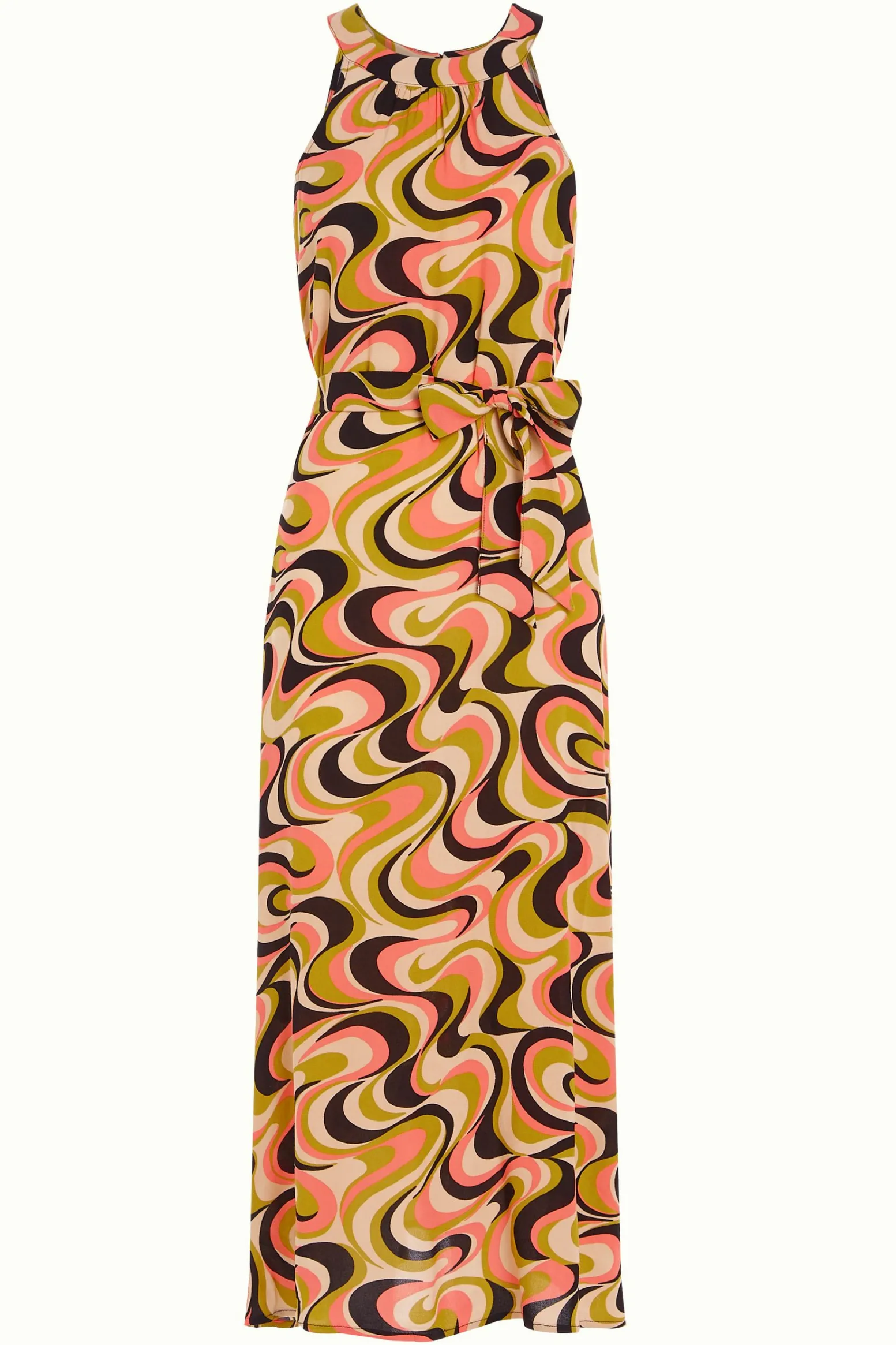 King Louie Jurken|Virna Midi Dress Manic Spring Yellow