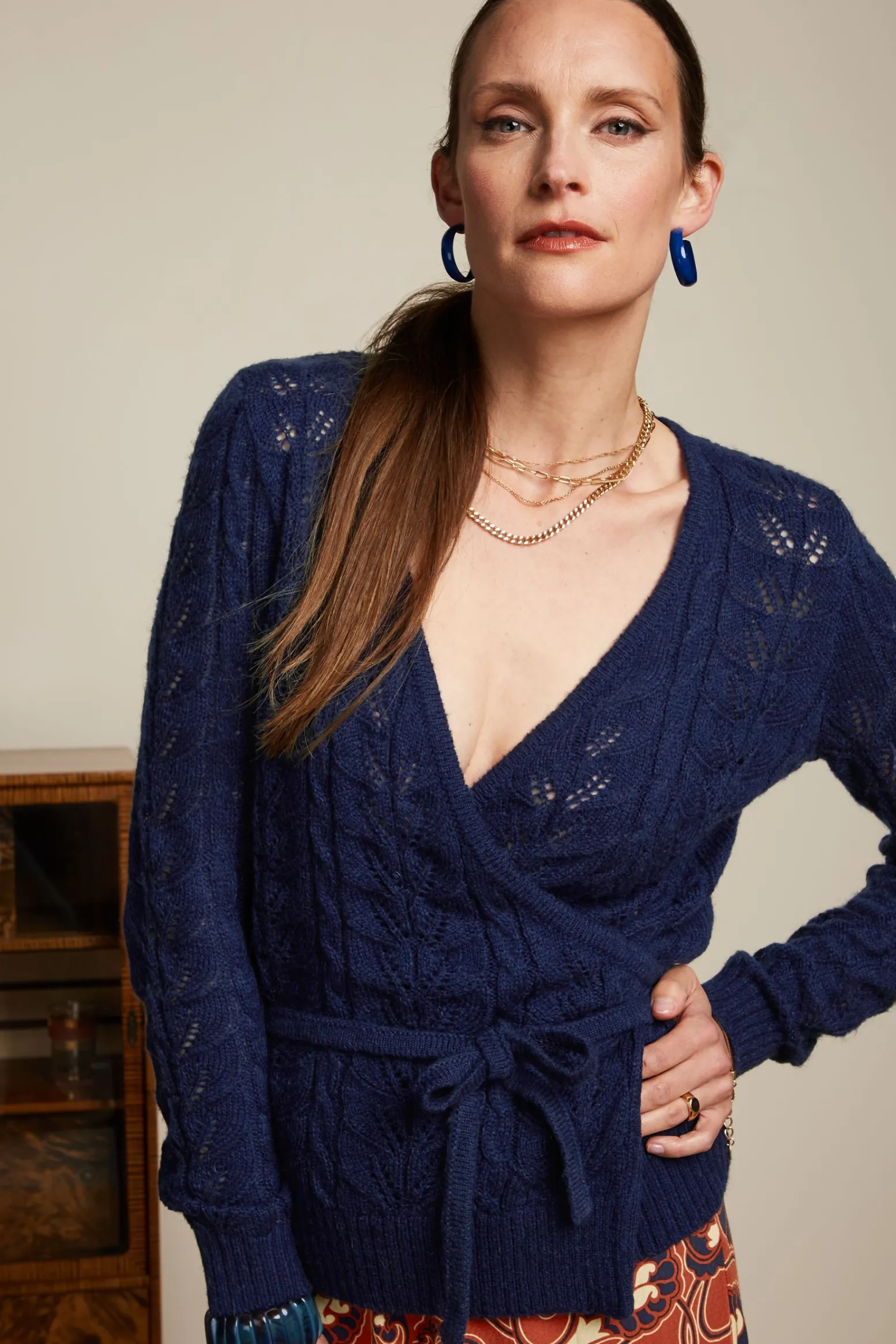 King Louie Vesten|Wrap Top Farfalle Ink Blue