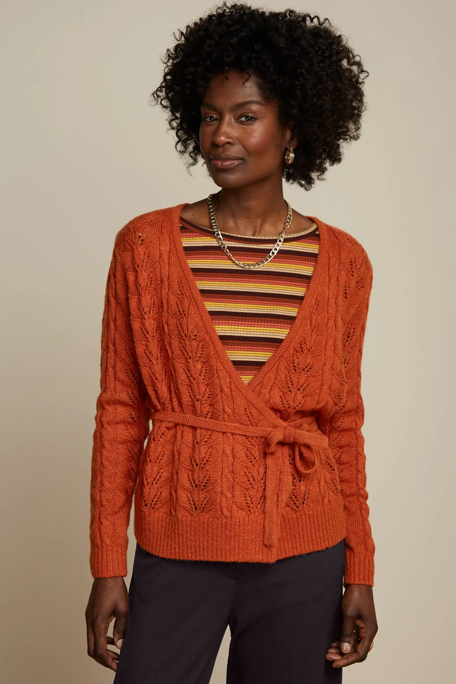 King Louie Vesten|Wrap Top Farfalle Caramel