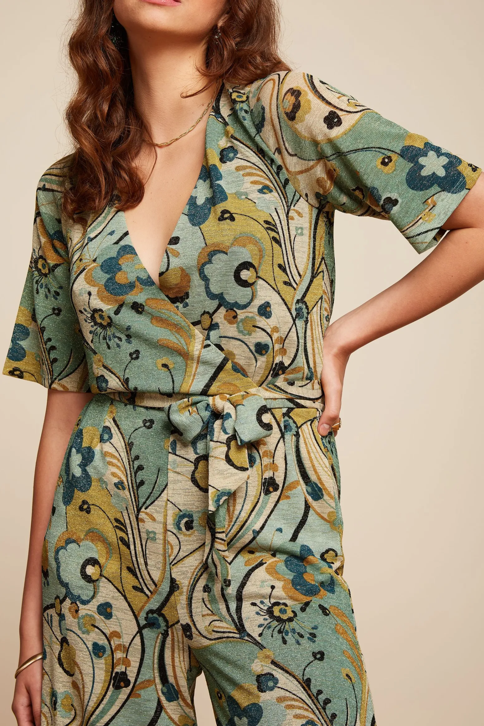 King Louie Jumpsuits|Zita Jumpsuit Frenzy Dusty Turquoise