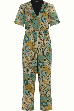 King Louie Jumpsuits|Zita Jumpsuit Frenzy Dusty Turquoise