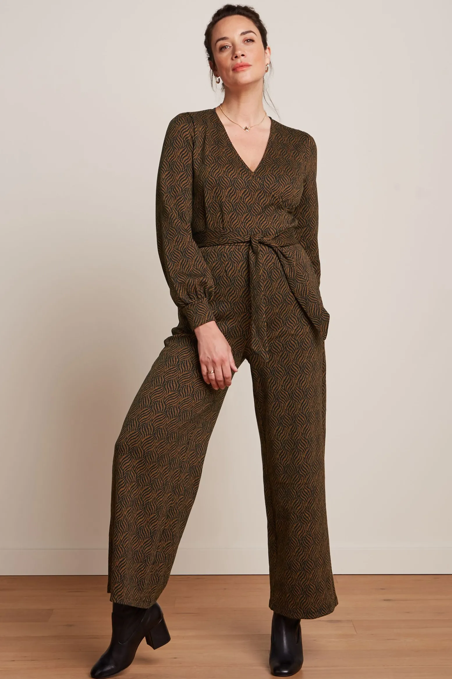 King Louie Jumpsuits|Zita Jumpsuit Ruby Jacquard Black